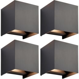 Loops 4 PACK Twin Outdoor IP44 Cube Wall Light - 2 x 5.5W CCT LED - Matt Black