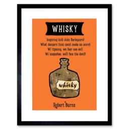 "Artery8 Whisky Robert Burns Bottle Scotland Usquebae Poem Framed Art Print in Orange - Size: W12"" x H16""" - thumbnail 1