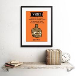 "Artery8 Whisky Robert Burns Bottle Scotland Usquebae Poem Framed Art Print in Orange - Size: W12"" x H16""" - thumbnail 2