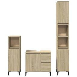 Berkfield Home Durable 3 Piece Bathroom Furniture Set Sonoma Oak Engineered Wood in Light Tan - thumbnail 4