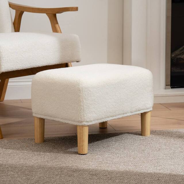 Scottish Everlastings Ltd Cream Boucle Foot Stool - image 1