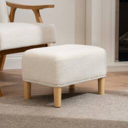 Scottish Everlastings Ltd Cream Boucle Foot Stool - thumbnail 1