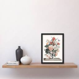 Artery8 Flower Bouquet In A Glass Vase Johan Teyler Framed Wall Art Print in White - Size: A4 - thumbnail 4