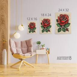 "Artery8 Rose Flower Old School USA Rockabilly Tattoo Canvas Wall Art Print in Red - Size: W18"" x H24""" - thumbnail 4