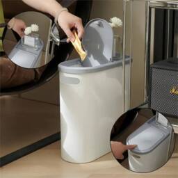 FLAVORA White Slim Press Lid Bathroom Trash Bin - Size: 0.6m2 - thumbnail 4