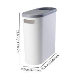 FLAVORA White Slim Press Lid Bathroom Trash Bin - Size: 0.6m2 - thumbnail 2