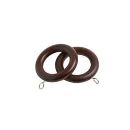 New Edge Blinds Pack of 100 Wooden Curtain Pole Ring Hooks with Eyes in Brown