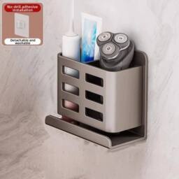 KORVIXA Grey Wall Mounted Toothbrush Holder - thumbnail 3