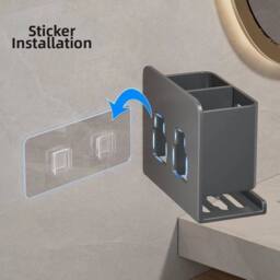 KORVIXA Grey Wall Mounted Toothbrush Holder - thumbnail 5