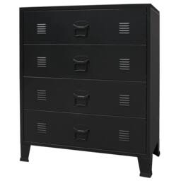 Berkfield Home Decorative Chest of Drawers Metal Industrial Style 78x40x93 cm Black - Size: 78 x 40 x 93 cm - thumbnail 3