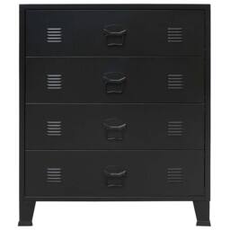 Berkfield Home Decorative Chest of Drawers Metal Industrial Style 78x40x93 cm Black - Size: 78 x 40 x 93 cm - thumbnail 4