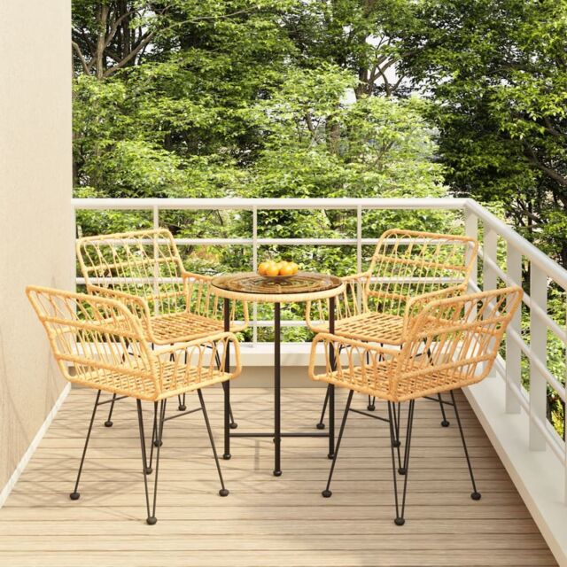Berkfield Home 5 Piece Garden Dining Set Poly Rattan in Brown - image 1