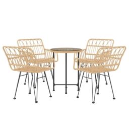 Berkfield Home 5 Piece Garden Dining Set Poly Rattan in Brown - thumbnail 3