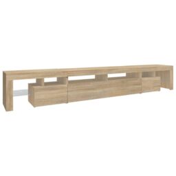 Berkfield Home TV Cabinet with LED Lights Sonoma Oak 260x36.5x40 cm in Brown - thumbnail 7