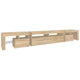 Berkfield Home TV Cabinet with LED Lights Sonoma Oak 260x36.5x40 cm in Brown - thumbnail 8
