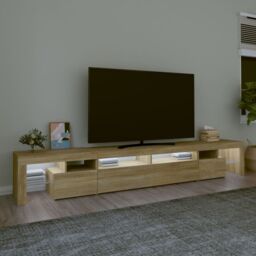 Berkfield Home TV Cabinet with LED Lights Sonoma Oak 260x36.5x40 cm in Brown - thumbnail 3