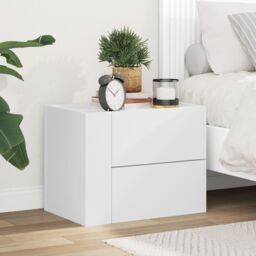 Berkfield Home Wall-mounted Bedside Cabinet White 45x30x35 cm - Size: 45 x 30 x 35 cm - thumbnail 3