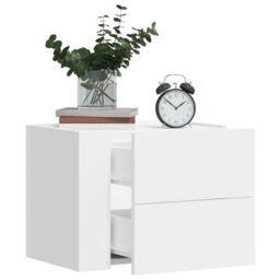 Berkfield Home Wall-mounted Bedside Cabinet White 45x30x35 cm - Size: 45 x 30 x 35 cm - thumbnail 1