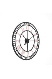 Living and Home 80cm Dia Metal Frame Decorative Clock Roman Numeral Skeleton Wall Clock in Black - thumbnail 3