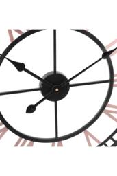 Living and Home 80cm Dia Metal Frame Decorative Clock Roman Numeral Skeleton Wall Clock in Black - thumbnail 4
