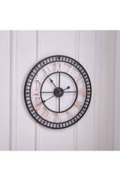 Living and Home 80cm Dia Metal Frame Decorative Clock Roman Numeral Skeleton Wall Clock in Black - thumbnail 2