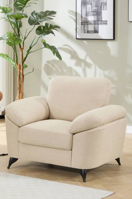 More4Homes Malmo Modern Scandi Style Fabric Living Room Chair in Beige - Size: 1 Seater - image 1