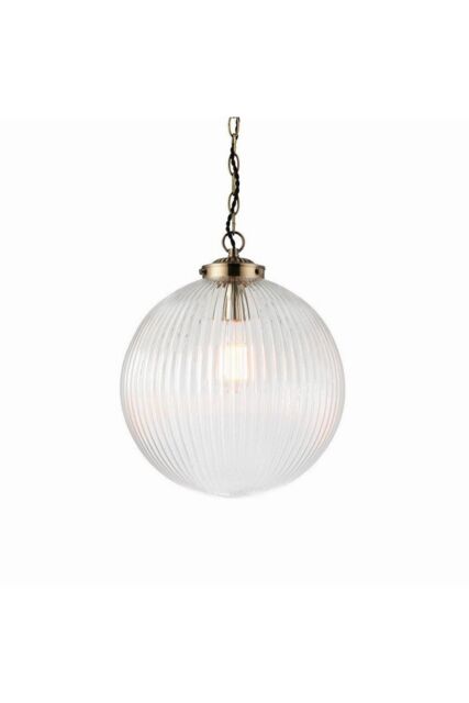 Netlighting Brydon 1 Light Globe Ceiling Pendant Antique Brass Clear Glass E27 in Gold - image 1