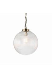 Netlighting Brydon 1 Light Globe Ceiling Pendant Antique Brass Clear Glass E27 in Gold