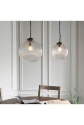 Netlighting Brydon 1 Light Globe Ceiling Pendant Antique Brass Clear Glass E27 in Gold - thumbnail 3