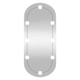 Berkfield Home Wall Mirror with LED Lights 35x80 cm Glass Oval in Silver - thumbnail 5