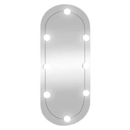 Berkfield Home Wall Mirror with LED Lights 35x80 cm Glass Oval in Silver