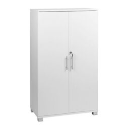 Moderna Wooden Storage Cabinet Lockable 2 Doors 2 Shelves White 125cm - thumbnail 4