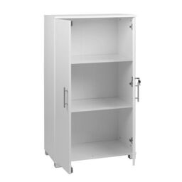 Moderna Wooden Storage Cabinet Lockable 2 Doors 2 Shelves White 125cm - thumbnail 3