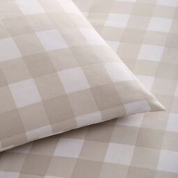 Portfolio Home Gingham Check Bedding Duvet Cover Quilt Set with Pillowcase in Brown - Size: Double - thumbnail 2