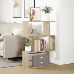 Berkfield Home Room Divider Bookcase 3-Tier Sonoma Oak 70x24x97 cm Engineered Wood in Brown - Size: 70 x 24 x 97 cm - thumbnail 4