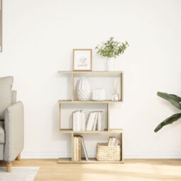 Berkfield Home Room Divider Bookcase 3-Tier Sonoma Oak 70x24x97 cm Engineered Wood in Brown - Size: 70 x 24 x 97 cm - thumbnail 3