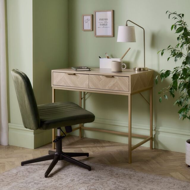 VonHaus Ducie 2 Drawer Herringbone Design Bedroom Dressing Table in Natural - Size: 1 Pack - image 1