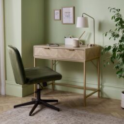 VonHaus Ducie 2 Drawer Herringbone Design Bedroom Dressing Table in Natural - Size: 1 Pack
