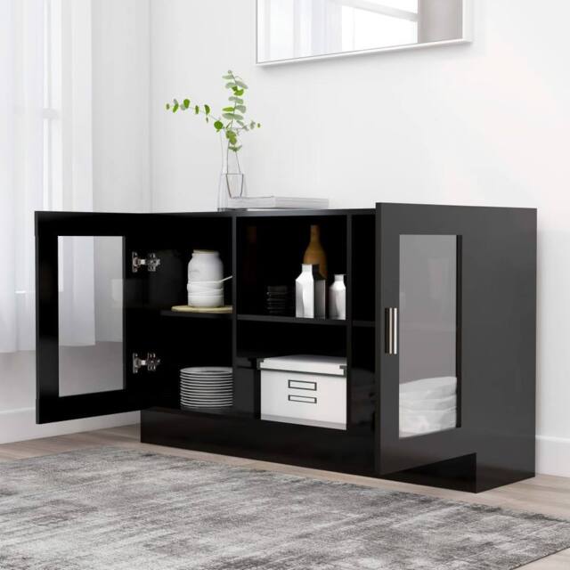 Berkfield Home Vitrine Cabinet Black 120x30.5x70 cm Engineered Wood - image 1