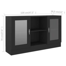 Berkfield Home Vitrine Cabinet Black 120x30.5x70 cm Engineered Wood - thumbnail 8