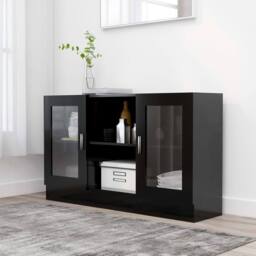Berkfield Home Vitrine Cabinet Black 120x30.5x70 cm Engineered Wood - thumbnail 2