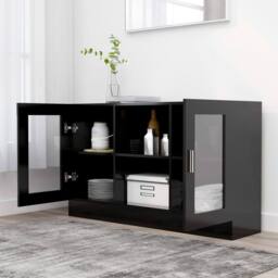 Berkfield Home Vitrine Cabinet Black 120x30.5x70 cm Engineered Wood - thumbnail 1