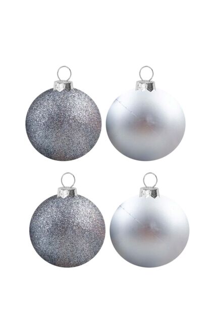 VFM e-Store Christmas Bauble Decoration Hanging Tree Ornament X 4 7cm Silver - image 1