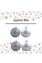 VFM e-Store Christmas Bauble Decoration Hanging Tree Ornament X 4 7cm Silver - thumbnail 2