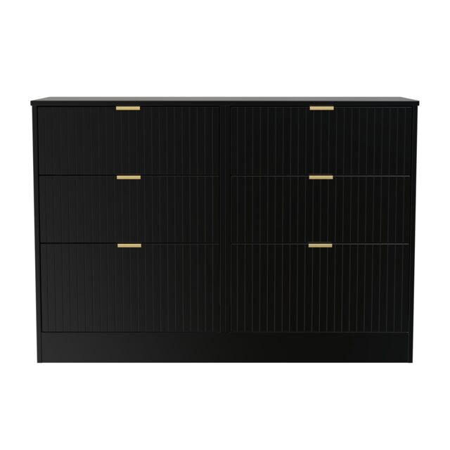 Ready Assembled 2 U Denver 6 Drawer Wide Chest (Ready Assembled) in True Black - image 1