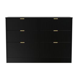 Ready Assembled 2 U Denver 6 Drawer Wide Chest (Ready Assembled) in True Black - thumbnail 1
