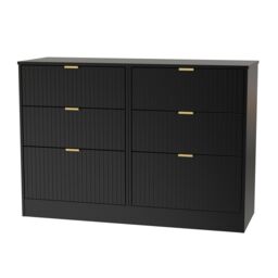 Ready Assembled 2 U Denver 6 Drawer Wide Chest (Ready Assembled) in True Black - thumbnail 3