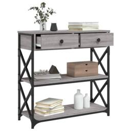 Berkfield Home Decorative Console Table Grey Sonoma 75x28x75 cm Engineered Wood - Size: 75 x 28 x 75 cm - thumbnail 4
