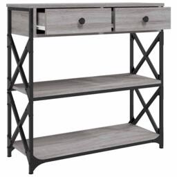 Berkfield Home Decorative Console Table Grey Sonoma 75x28x75 cm Engineered Wood - Size: 75 x 28 x 75 cm - thumbnail 5