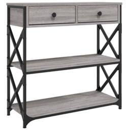 Berkfield Home Decorative Console Table Grey Sonoma 75x28x75 cm Engineered Wood - Size: 75 x 28 x 75 cm - thumbnail 3